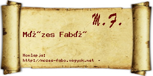 Mózes Fabó névjegykártya